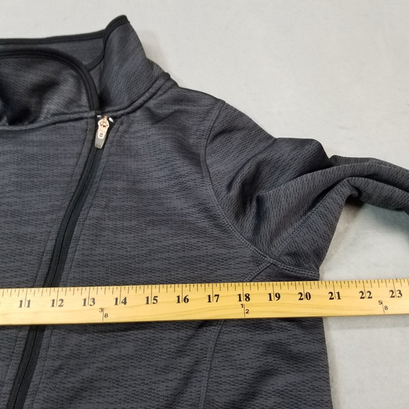 Champion Sweatshirt Women's L Gray Heather Collared Curved Zip Fleece Active C9 - Picture 5 of 10